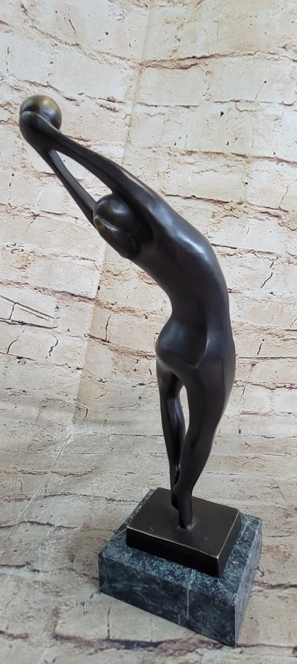 Estatua escultura de bronce de jugador de baloncesto arte moderno abstracto original firmada sin precio base Foto 4 de 4