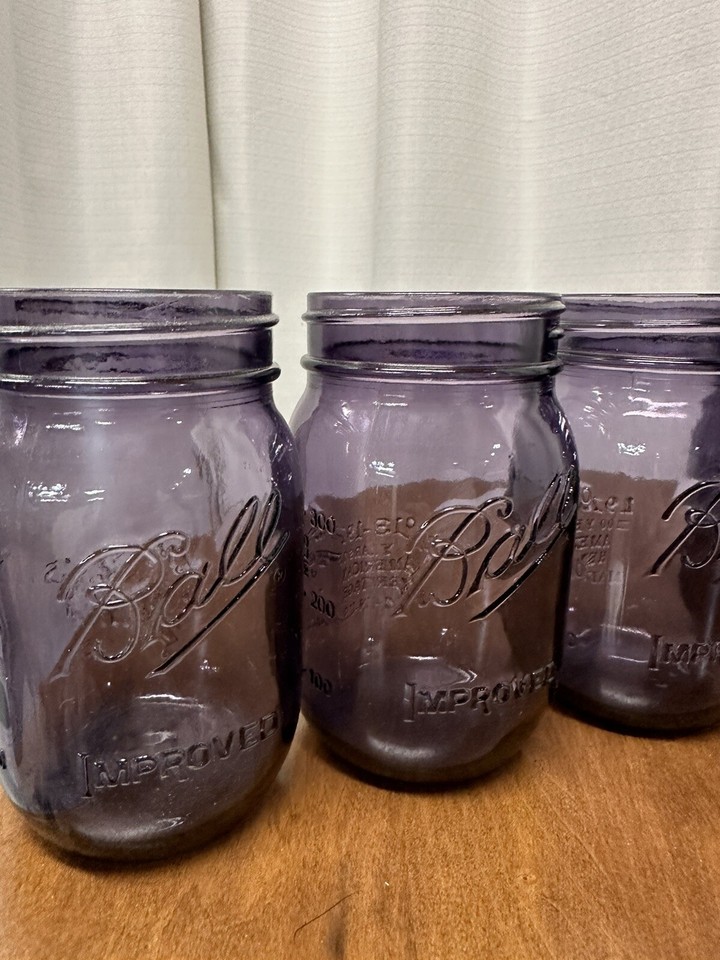 Mason Canning Jars Vintage Ball Jar Pint 6 Set Purple 16 Oz Heritage