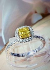 Princess Cut 1.75Ct Yellow Citrine White Gold Finish Engagement Ring in Size 5