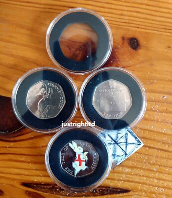 30 x 40 mm Klar Kunststoff Kapselhalter mit Einsatz Schaum für 50p Fifty Pence
