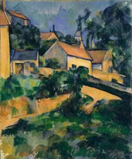 Oil painting paul cezanne - Turning Road at Montgeroult landscape cottage canvas