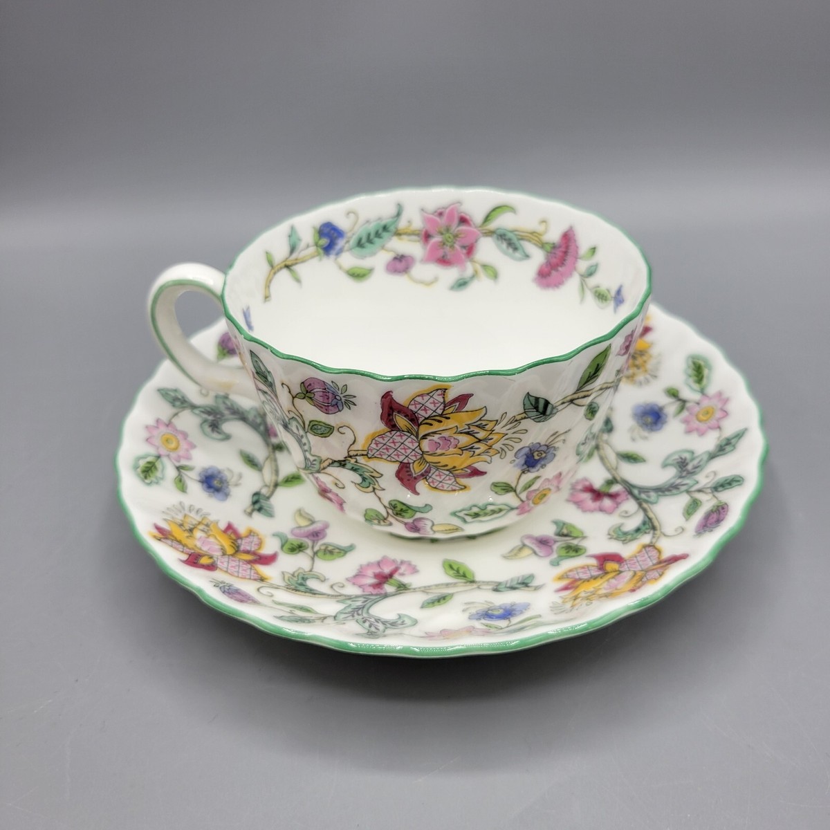 Minton Haddon Hall Teacup & Saucer W/green Trim, Signed 1949 | eBay