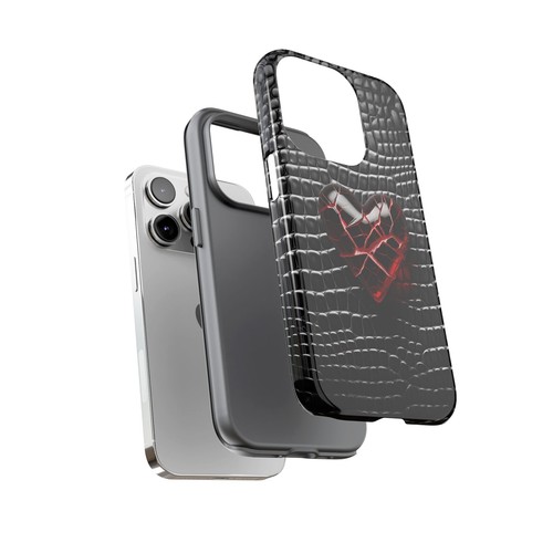 Mock Snakeskin Heart 3D Effect Phone Case - iPhone 16, 15, Samsung S25, S24, 23 - 第 40/106 張圖片