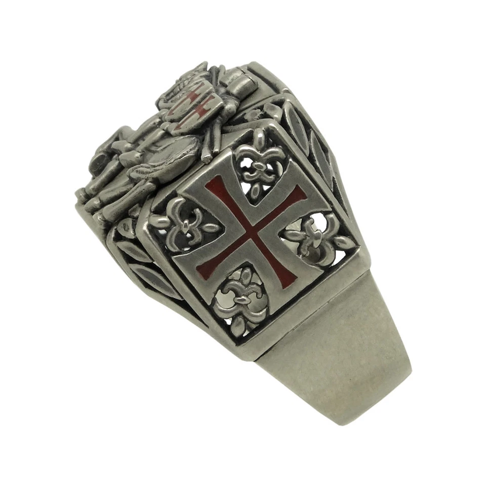 Anillo de caballeros templarios masónicos de plata de ley 925 para hombre hecho a mano Foto 2 de 4
