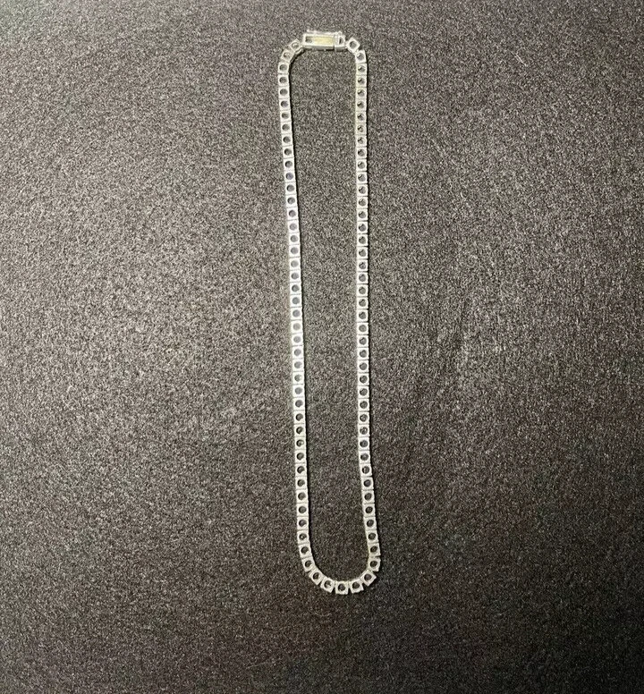 3MM 22Ct Round Lab Created Blue Sapphire Tennis Necklace 14K White Gold Plated - Image 4 of 4