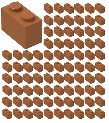  100x NEW LEGO 1x2 DARK ORANGE Bricks (ID 3004) BULK Parts City Building