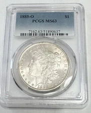 Morgan Silver Dollar 1885 O Pcgs Graded MS 63 Uncirculated $1 Coin