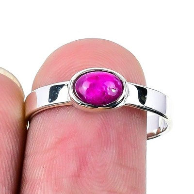 Kaschmir roter Rubin Edelstein Statement Wurzel Chakra Ring Schmuck 925 massiv Silber