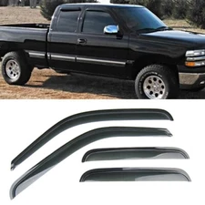 Set of Window Visors Vent Sun Shade Rain Guards Fit Silverado EXT Cab 1999-2007