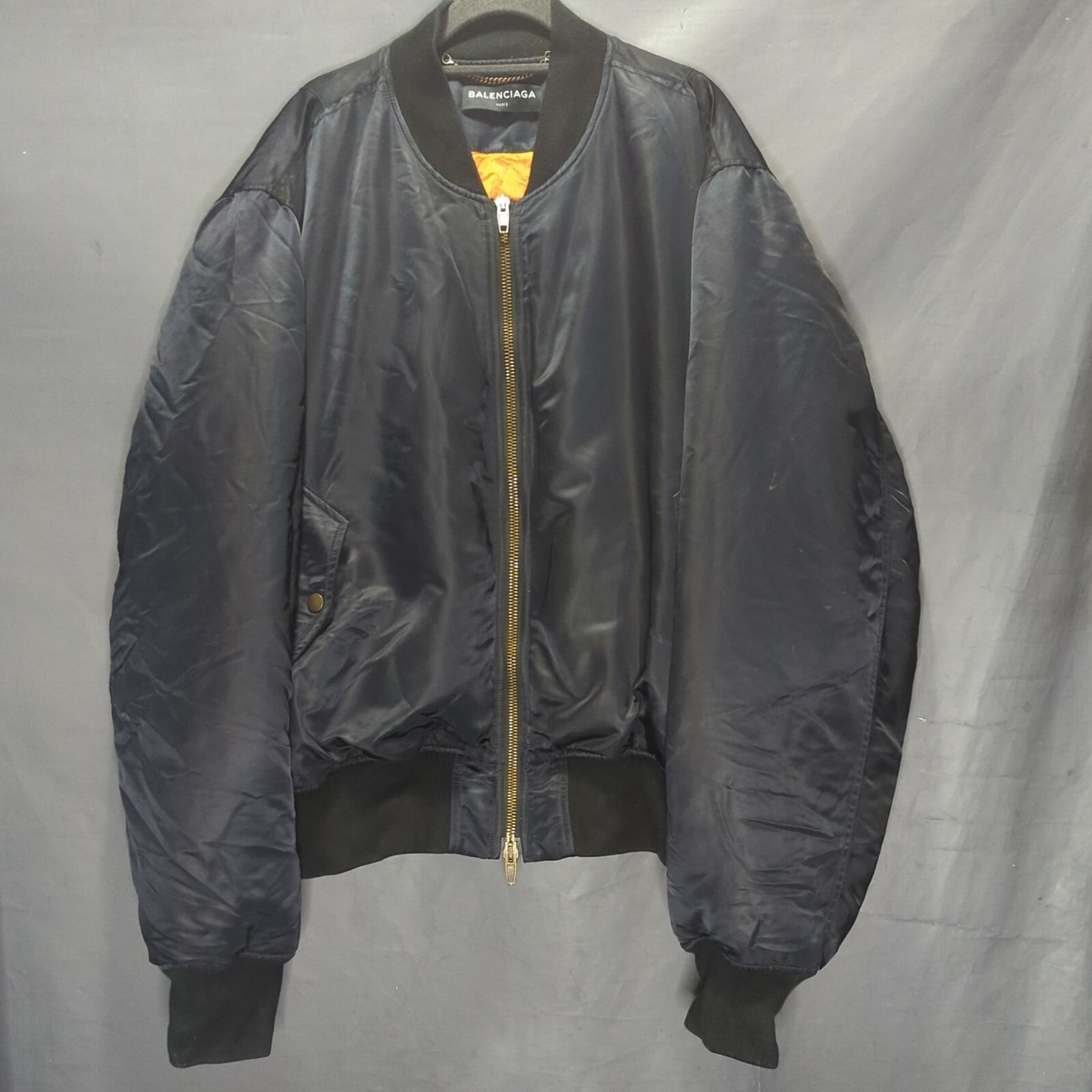 Men's BALENCIAGA Black Off Shoulder Bomber Zipped Polyamide Jacket