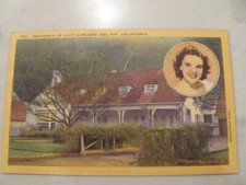 Vtg Home of Judy Garland Residence Bel Air California Postcard souvenier 1952