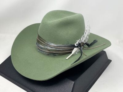 Vintage USA Made Olive Green Western Outback Safari Hat Women’s M Stetson Style Olive Green Felt Cowboy Hat 57 Cm, Outback Bushman Style  main image 2