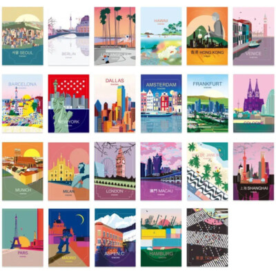 RIMOWA City Stickers Set 1 (23 Vinyl Decals)   Travel Suitcase Sticker Pack NEW
