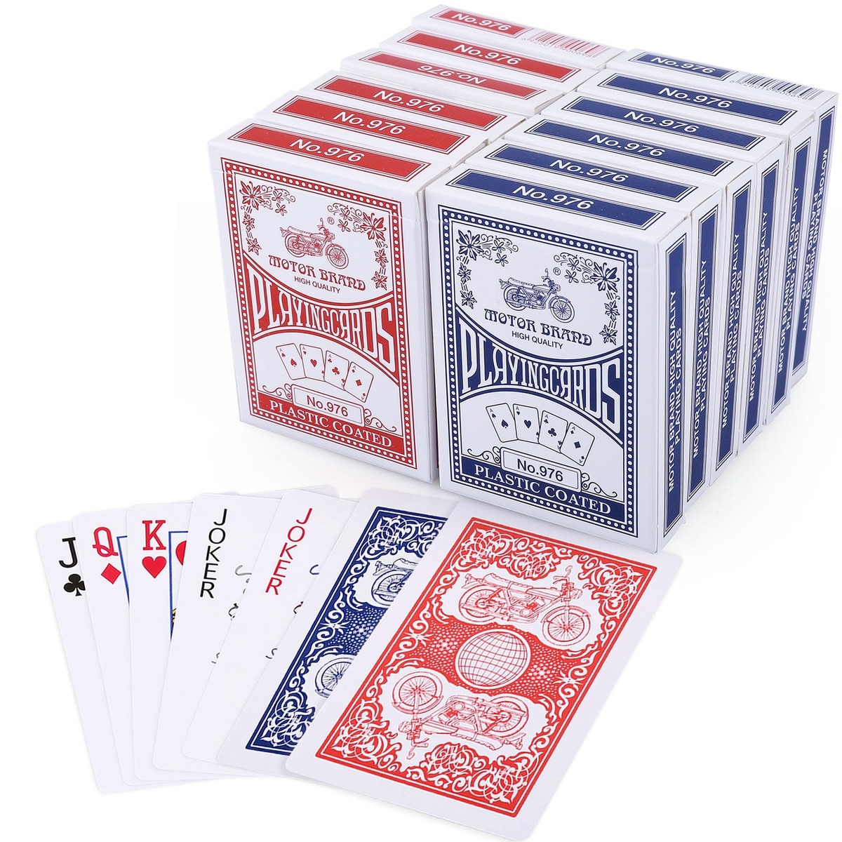 12 Decks of Cards 6 Black 6 Red Large Print Poker Size Playing
