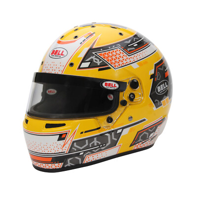 FIA Snell Bell RS7-K Stamina Charcoal/Yellow Kart Full Face Helmet Karting