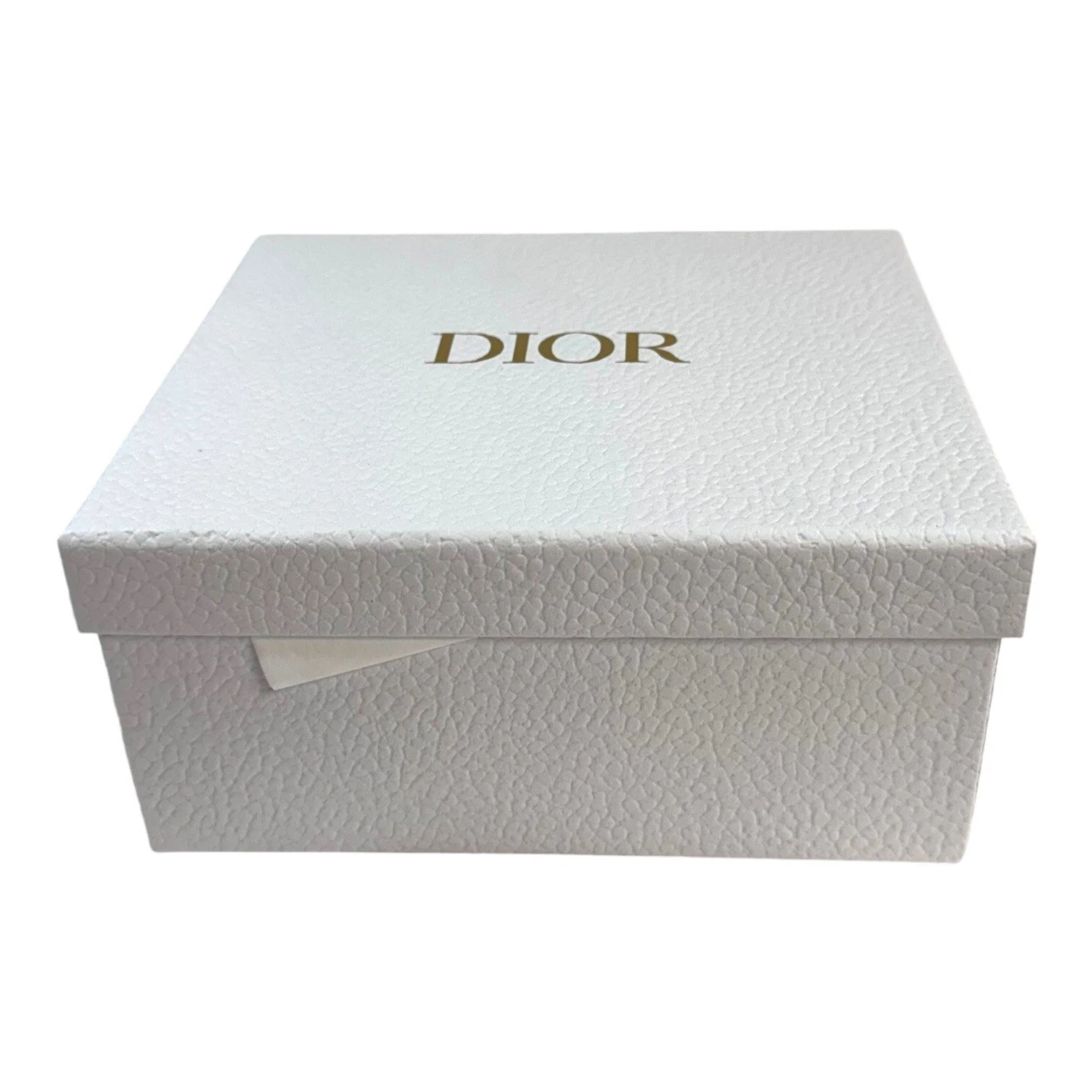 Coffret cadeau blanc gaufré logo Dior 7” X 6,25” X 3,5” couvercle texturé portefeuille bijoux