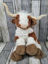 Build A Bear Brown  White Longhorn Cow Steer 14" Stuffed Plush Animal 2011 UT