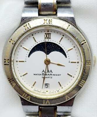 Moonphase Alba Seiko V894-0060 Vintage Women's Watch