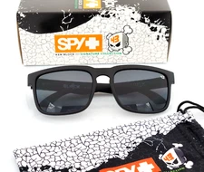 Spy Helm Promo Sunglasses Matte Black Dark Smoke Tint Lens Gray Logo NEW S7