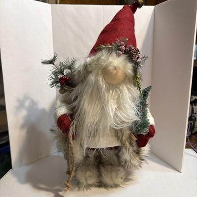 Vintage Standing Woodland Rustic Christmas Santa Type Gnome 17  Tall