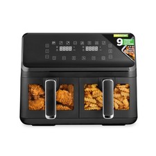 Nutrichef Double Basket Air Fryer 8.8 QT Family Size Oil Free Airfryer with...