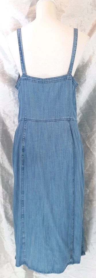 Casual Collection F&F US Sz12 Blue Chambray Denim Button Front Midi Dress Boho - Image 3 of 4
