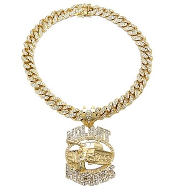 NO LIMIT RECORDS PENDANT GOLD CUBAN LINK CHAIN NECKLACE HIP HOP RAPPER DIMOND cz