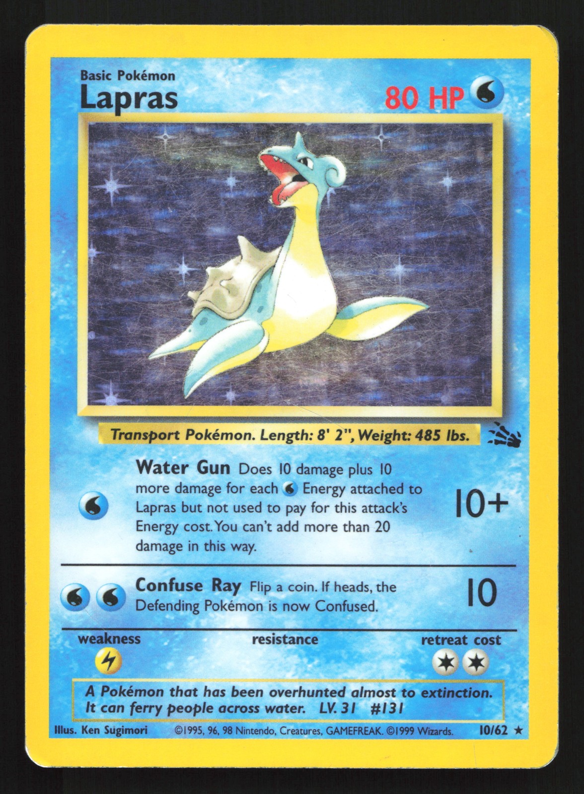 Lapras 10/62 Fossil Holo Rare Pokemon Card