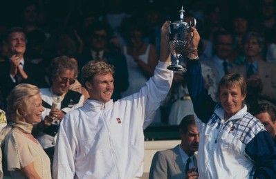 American tennis players Jonathan Stark Martina Navratilova celebra- Old Photo