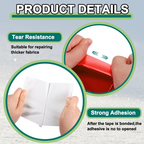 8m x 5cm PVC Tarpaulin Tape Waterproof Self-Adhesive Awning Repair Tape Red - Zdjęcie 3 z 7