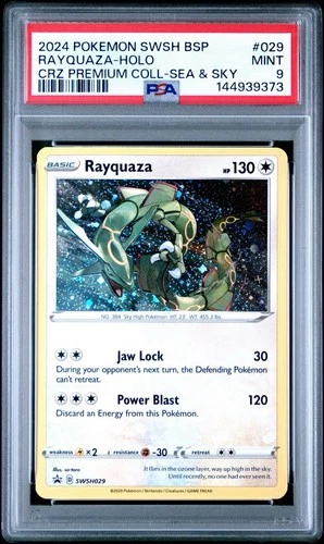 Pokemon Rayquaza SWSH029 Cosmos Holo Sea and Sky Promo PSA 9