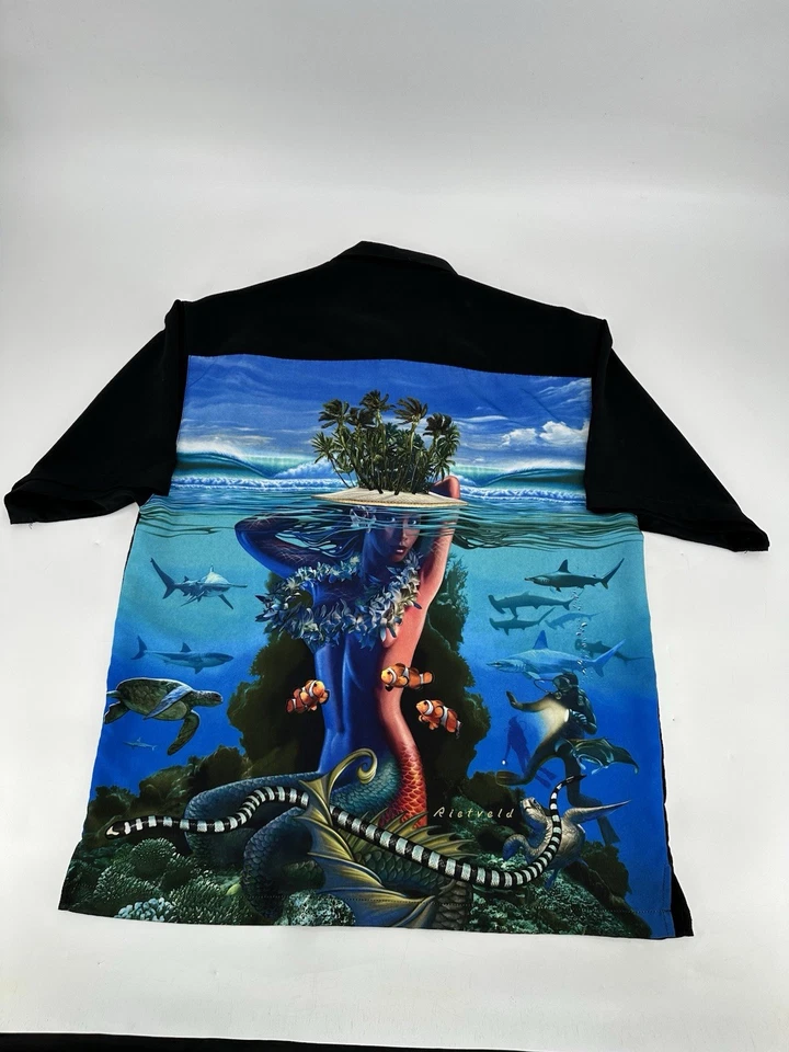 Camisa De Colección Rietveld Sexy Sirena Océano Tropical M Talla L Hecha en EE. UU. Botton Up Foto 4 de 4