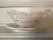 The Cellar Macys Embossed Antique White CLR 23- Gravy Boat Set - A