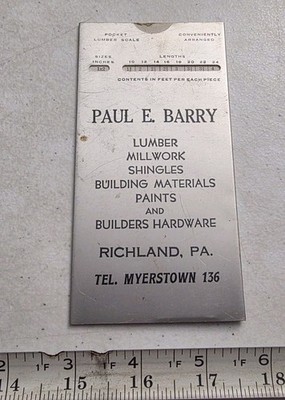 Vintage Paul E. Barry Lumber Richland Myerstown PA Advertising Metal Guide
