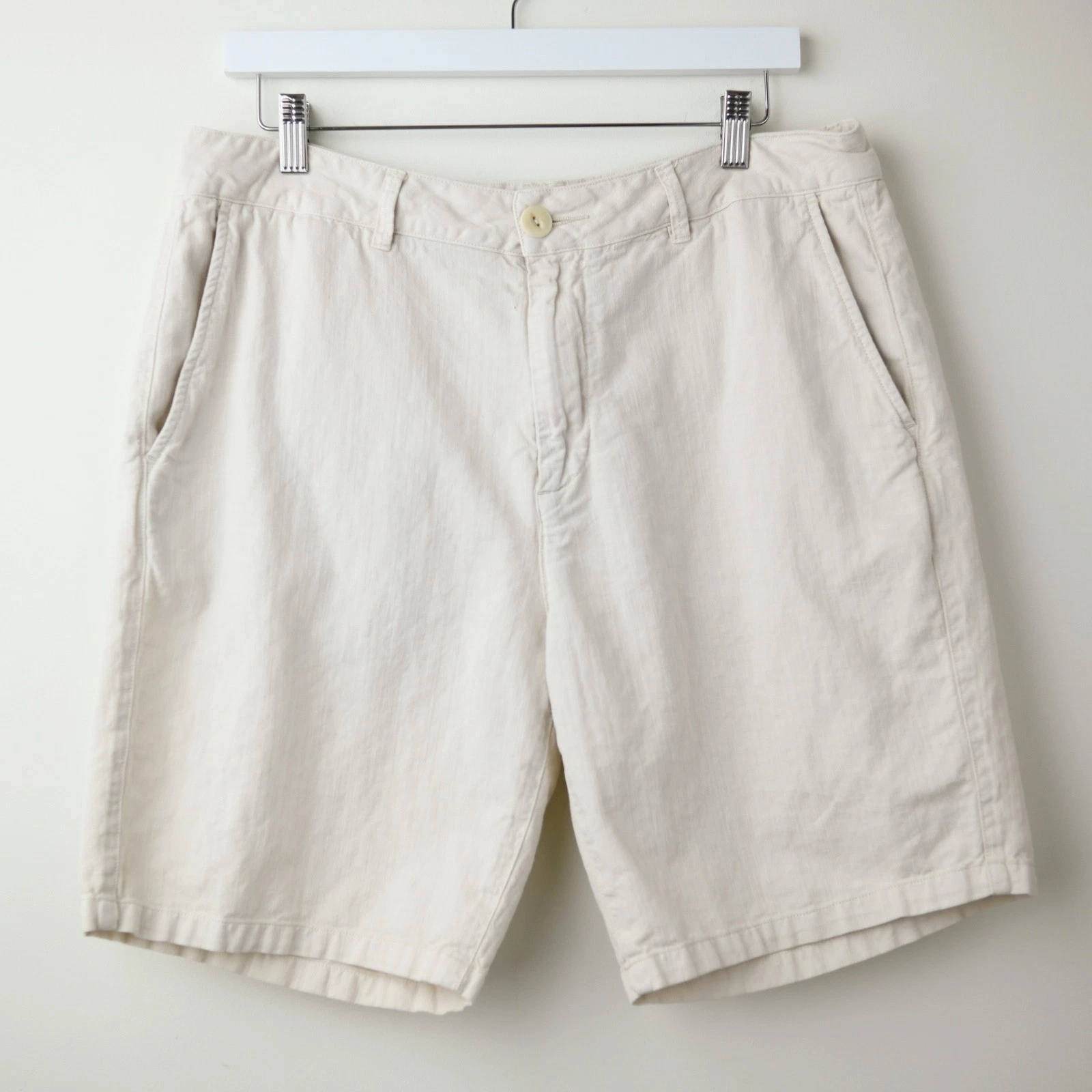 Flint and Tinder Cotton Linen Shorts Mens 34 Natural Beige Coastal Beach Flaw