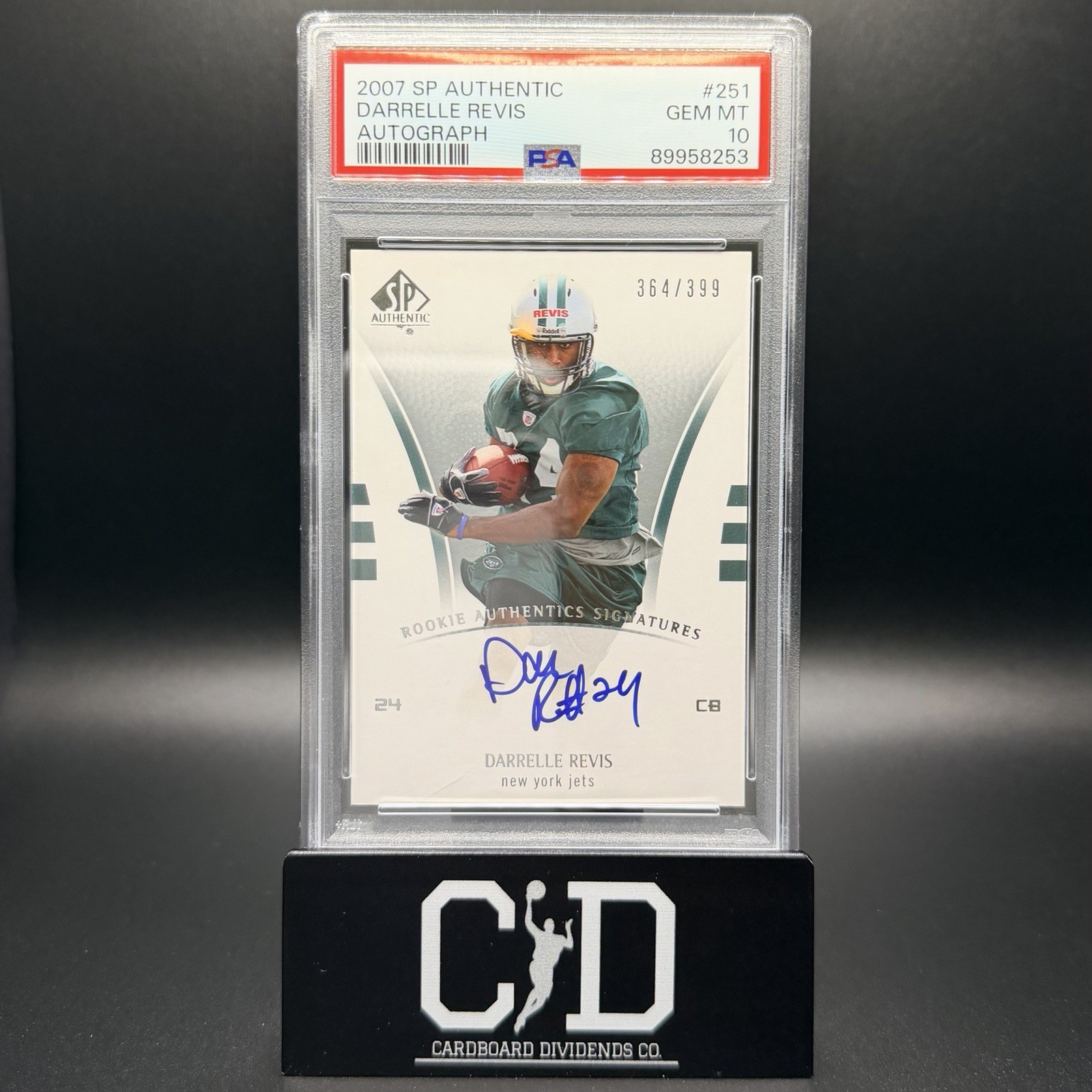 Darrelle Revis 2007 UD SP Authentic RC Rookie On-Card Auto /399 HoF PSA 10 Jets
