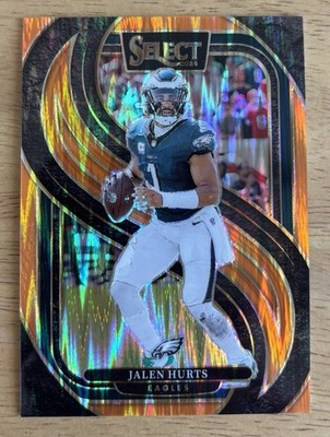 2024 Panini Select Jalen Hurts Premier Level Orange Shock Prizm /399 #165 Eagles