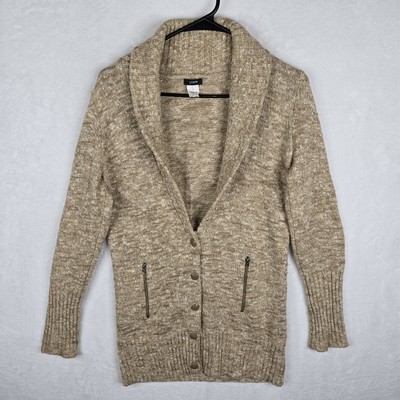 J. Crew Womens Brown Marled Shawl Collar Cardigan Sweater Size Small Merino Wool