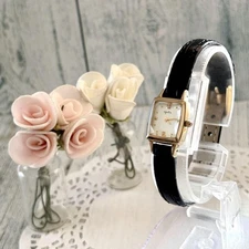 Agete Agat Watch 002ct Yellow Gold Battery Replaced Used Genuine