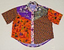 VTG Handmade Western Pearl Snap Shirt Size L 90s Halloween Fabrics Jack NBC