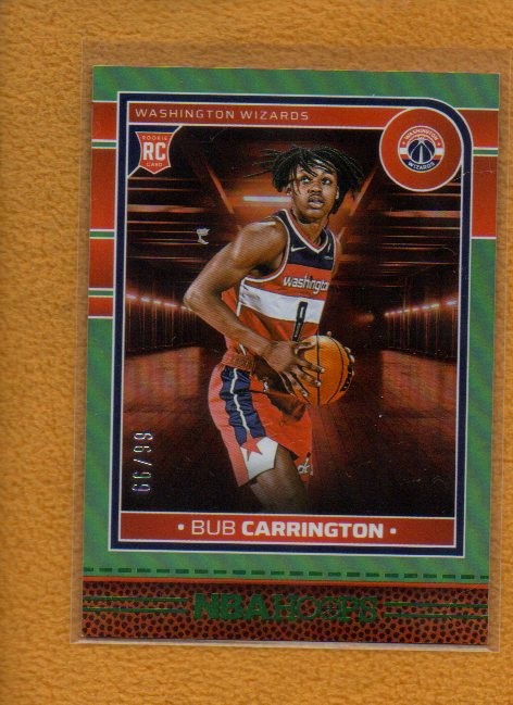 Bub Carrington 2024-25 Panini NBA Hoops Basketball Rookie Green RC #244 /99