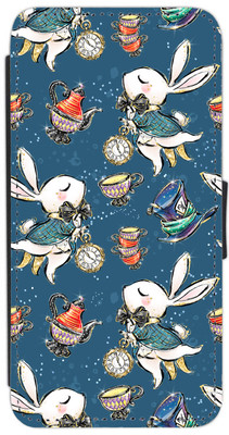 iPhone/Galaxy Wonderland skurrile Kunstleder bedruckt Flip Handyhülle Design F