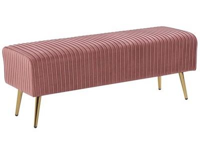 Bank Sitzhocker aus Samtstoff in Rosa elegantes Design Paterson
