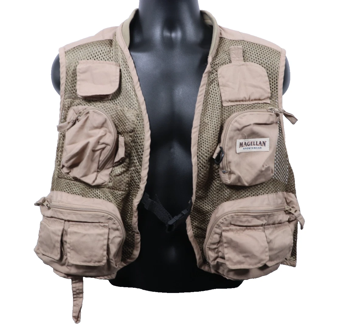 VTG Magellan Fishing Vest Men's Size Large Utility Gorpcore Tan Pockets Outdoor