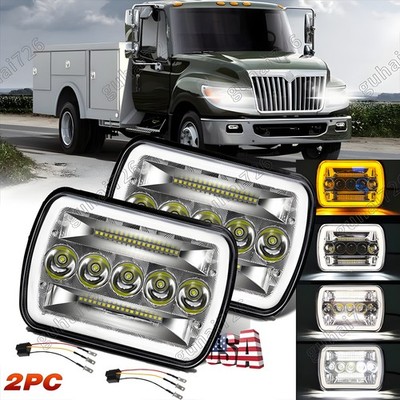 Black DOT 2pc 7x6'' Led Projector Headlight for International Harvester Terrastar