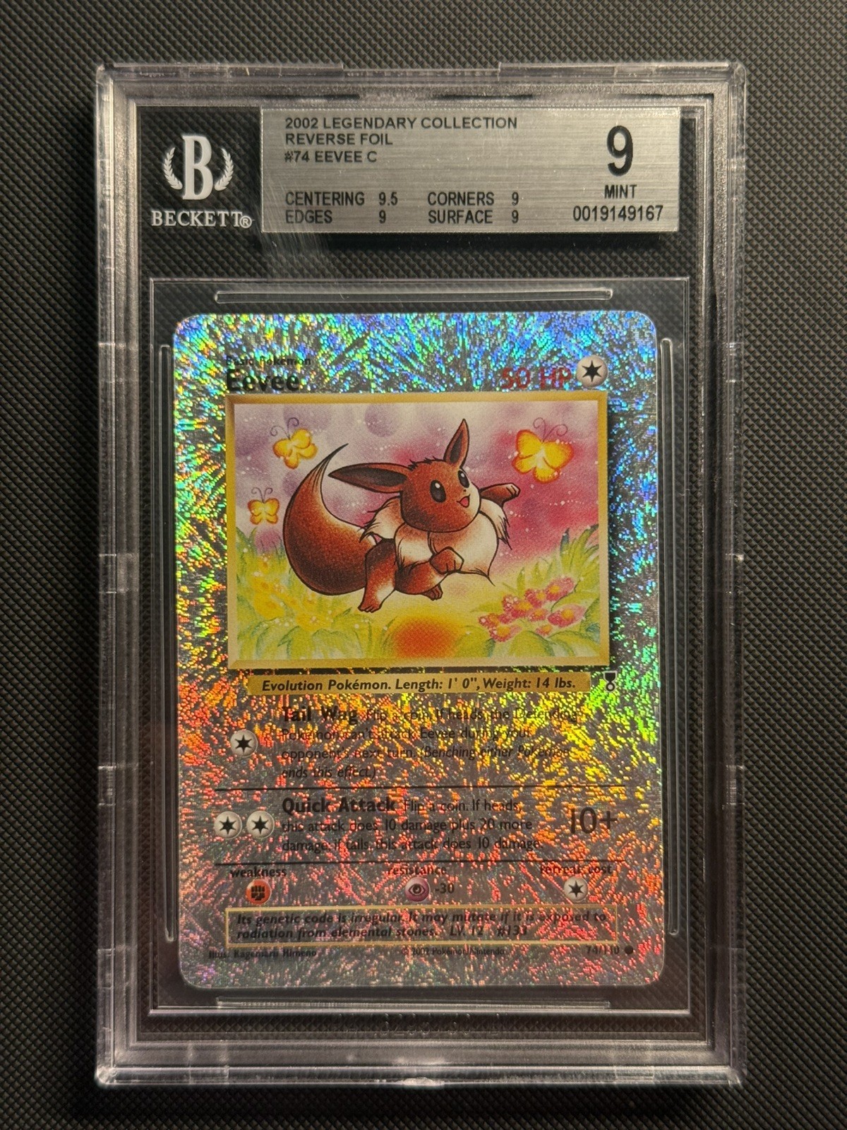2002 Pokemon Legendary Collection Reverse Foil #74 Eevee BGS 9 MINT