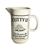 VTG Cutty Sark Pitcher Scotch Whiskey Advertising Ceramic Bar Pitcher Pub Jug