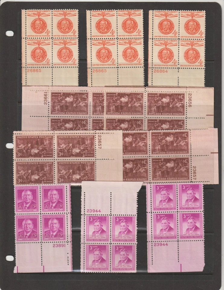 US  Collection, 1939-1948, 26 Selected better US Plate Blocks.  3, 4 cents MNH - Image 3 of 3