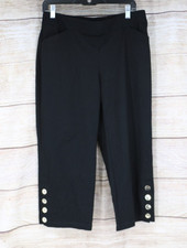 Chico's Travelers Black Cropped Pants Women's Size 1R Pull On