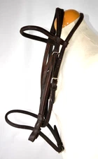 Leather English Bridle Brown Dark Oil Square Rolled Browband Raised Noseband